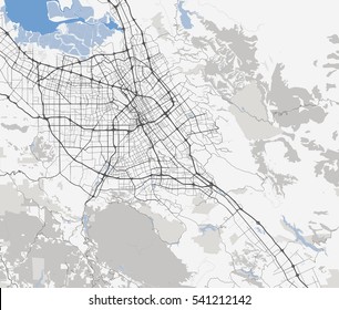 Map San Jose City. California Roads