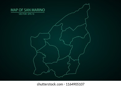 Map of San Mari no,Green map on dark background of map of San Mari no symbol for your web site design map. Vector illustration eps 10.
