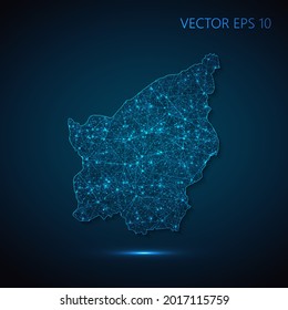 Mapa de San Marino ilustrativo abstracto de la comunicación social global, mapa poligonal con puntos de conexión y líneas. Ilustración vectorial eps 10.