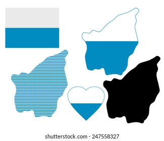 map of San Marino and the different types of characters on a white background