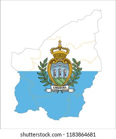 Map Of San Marino With Flag Isolated On White Background,Map and National flag of San Marino,Vector Illustration Flag and Map of San Marino for continue.