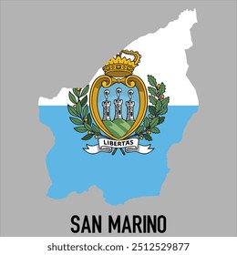 map of San Marino with flag, vector illustration