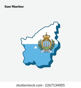 Map of San Marino with national flag. Vector illustration. Eps 10.