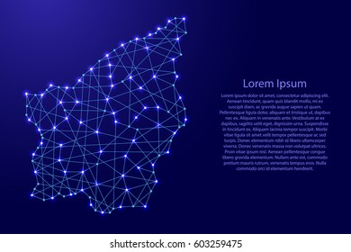 Map of San Marino from polygonal blue lines and glowing stars vector illustration