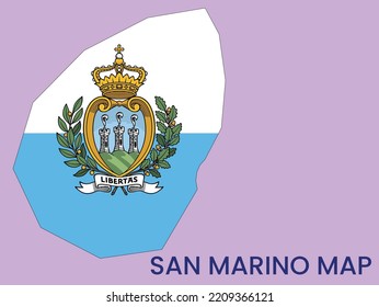 Map of San Marino, San Marino vector illustration, San Marino Map with the National Flag.