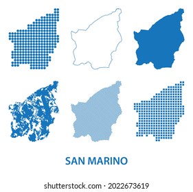 map of San Marino - vector set of silhouettes in different patterns