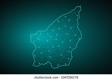 Map of San Marino. Wire frame 3D mesh polygonal network line, design sphere, dot and structure. communications map of San Marino. Vector Illustration EPS10.