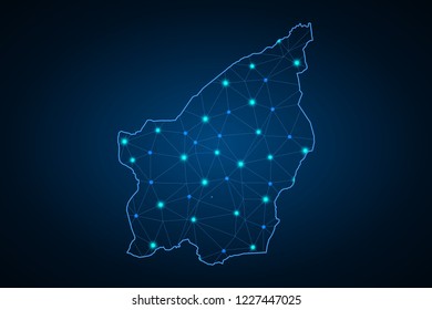 Map of San Marino. Wire frame 3D mesh polygonal network line, design sphere, dot and structure. communications map of San Marino. Vector Illustration EPS10.