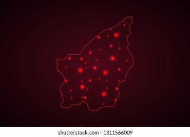 Map of San Marino. Wire frame 3D mesh polygonal network line, design sphere, dot and structure. communications map of San Marino. Vector Illustration EPS10. - Vector