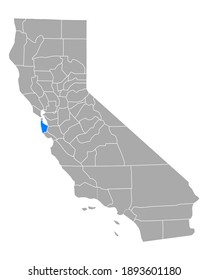 Map of San Mateo in California on white