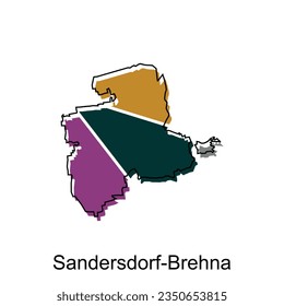 map of Sandersdorf Brehna City. vector map of the German Country. Vector illustration design template