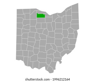 Map of Sandusky in Ohio on white