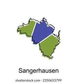 map of Sangerhausen City. vector map of the German Country. Vector illustration design template