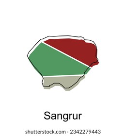 map of Sangrur City modern outline, High detailed illustration vector Design Template