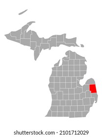 Map of Sanilac in Michigan on white