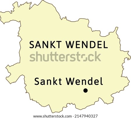Map of Sankt Wendel district of Saarland state in Federal Republic of Germany. Capital town is Sankt Wendel