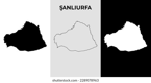 Map of Sanliurfa, Turkey region outline silhouette vector illustration, scribble sketch City of Sanliurfa map