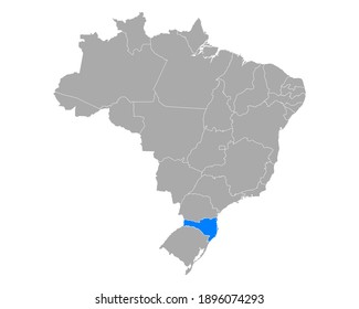 Map of Santa Catarina in Brazil on white