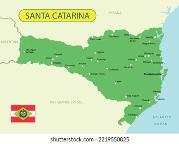 Map of the Santa Catarina in Brazil. Vector illustration