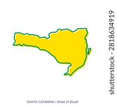 Map of Santa Catarina With Outline - State of Brazil Vector Stock Illustration Design Template. Vector eps 10. Editable Stroke.