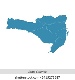 mapa de Santa Catarina es un estado de Brasil con mesorregiones fronterizas