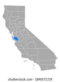 Map of Santa Clara in California on white