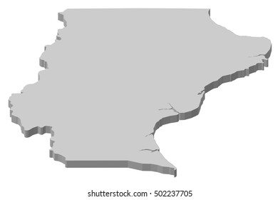 Map - Santa Cruz (Argentina) - 3D-Illustration
