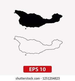Map of Santa Cruz Island (California, USA). Vector