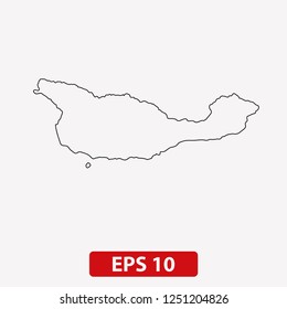 Map of Santa Cruz Island (California, USA). Vector