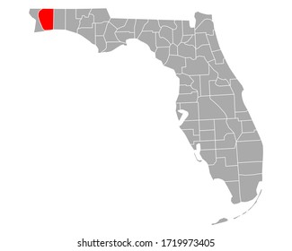 Map of Santa Rosa in Florida on white