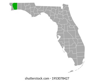 Map of Santa Rosa in Florida on white