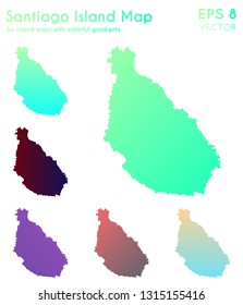 Map of Santiago Island with beautiful gradients. Authentic set of island maps. Nice vector illustration.