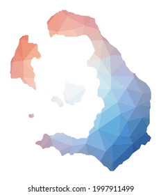 Map of Santorini. Low poly illustration of the island. Geometric design with stripes. Technology, internet, network concept. Vector illustration.