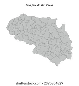 mapa de Sao José do Rio Preto es una mesorregión en el estado de Sao Paulo con municipios fronterizos