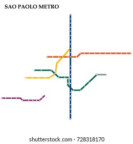 Map of the Sao Paolo metro, Subway, Template of city transportation scheme for underground road. Vector illustration