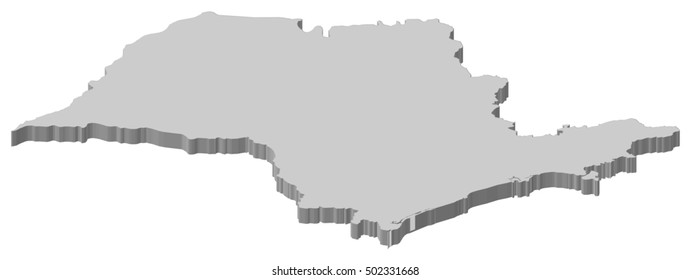 Map - Sao Paulo (Brazil) - 3D-Illustration