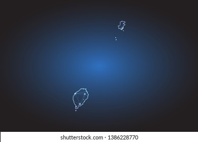Map of Sao Tome - Abstract mash line and point scales on circuit dark background. Wire frame 3D mesh polygonal network line, design sphere, dot and structure. Vector illustration eps 10.