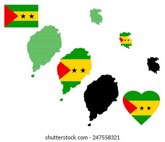 Map of Sao Tome and Principe different types and symbols on a white background