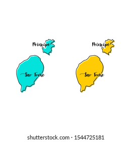 Map of Sao Tome And Principe Vector Design Template.