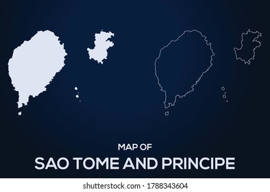 Map of Sao Tome and Principe vector silhouette isolated file.Abstract design, High detailed silhouette illustration. Full Editable Sao Tome and Principe map vector eps file.
