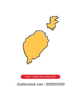 Map of Sao Tome and Principe vector design template. Simple style with editable stroke.