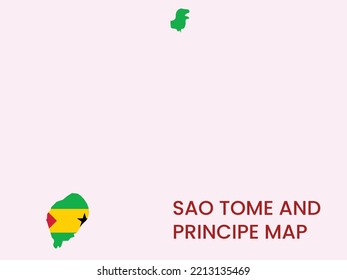 Map of Sao Tome and Principe, Sao Tome and Principe Map vector Illustration,  Map of Sao Tome and Principe With The National Flag.