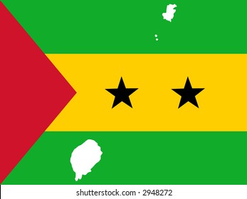 map of Sao Tome and their flag illustration