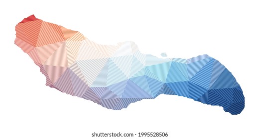 Mapa de la isla de Saona. Baja ilustración policial de la isla. Diseño geométrico con rayas. Tecnología, Internet, concepto de red. Ilustración vectorial.