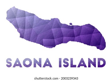 Mapa de la isla de Saona. Baja ilustración policial de la isla. Diseño geométrico púrpura. Ilustración vectorial poligonal.