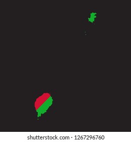 Map of SaoTomeandPrincipe with an official flag. Illustration on black background