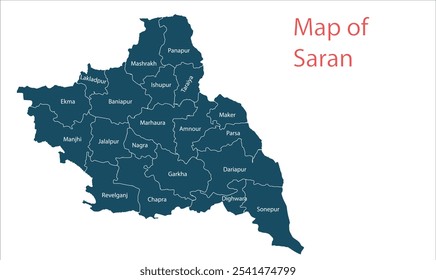 Map of Saran District ,Saran District, Bihar State, Republic of India, Government of Bihar, Indian territory, Eastern India, politics, village, tourism