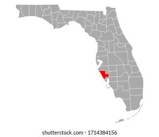 Map of Sarasota in Florida on white