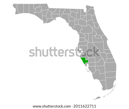 Map of Sarasota in Florida on white