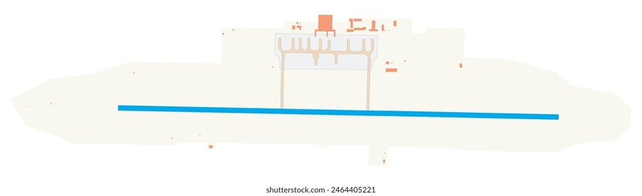 Karte von Saratov Gagarin Flughafen (Russland). IATA-Code: GSV. Flughafenschema mit Start- und Landebahnen, Rollbahnen, Vorfeld, Parkplätzen und Gebäuden. Kartendaten von OpenStreetMap.